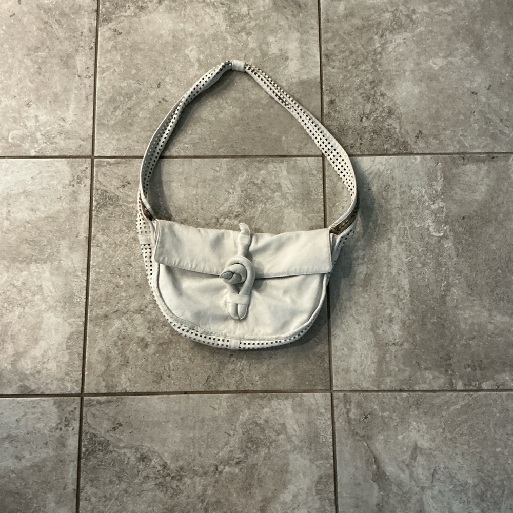 White leather cross body bag
